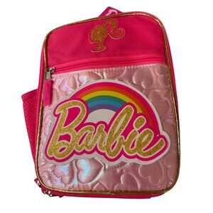 Barbie Pink Lunch Box Backpack Rainbow Glitter School Bag